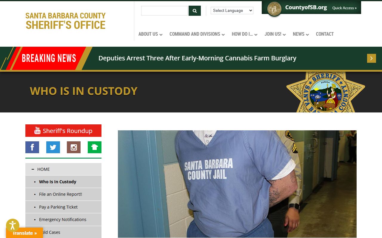 Santa Barbara County Sheriff Who Is In Custody search for jail mugshots