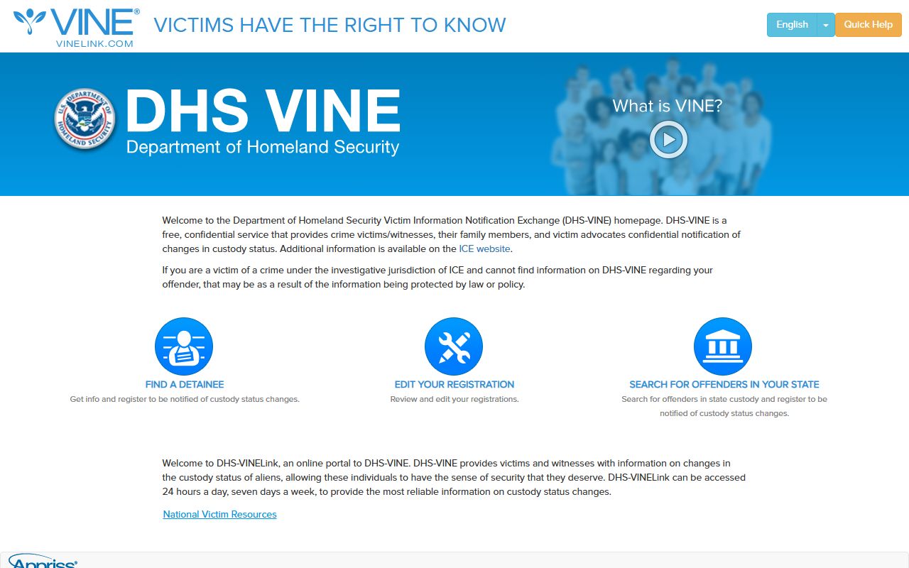 California VINE victim notification portal for jail mugshots